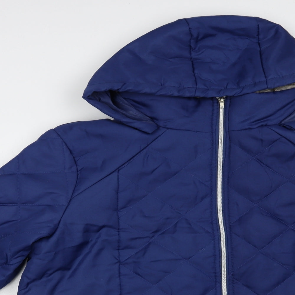 Anne De Lancay Womens Blue   Quilted Jacket Size L  Zip