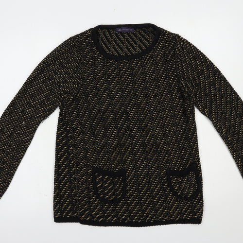 Marks and Spencer Womens Black Boat Neck Geometric Acrylic Pullover Jumper Size 10