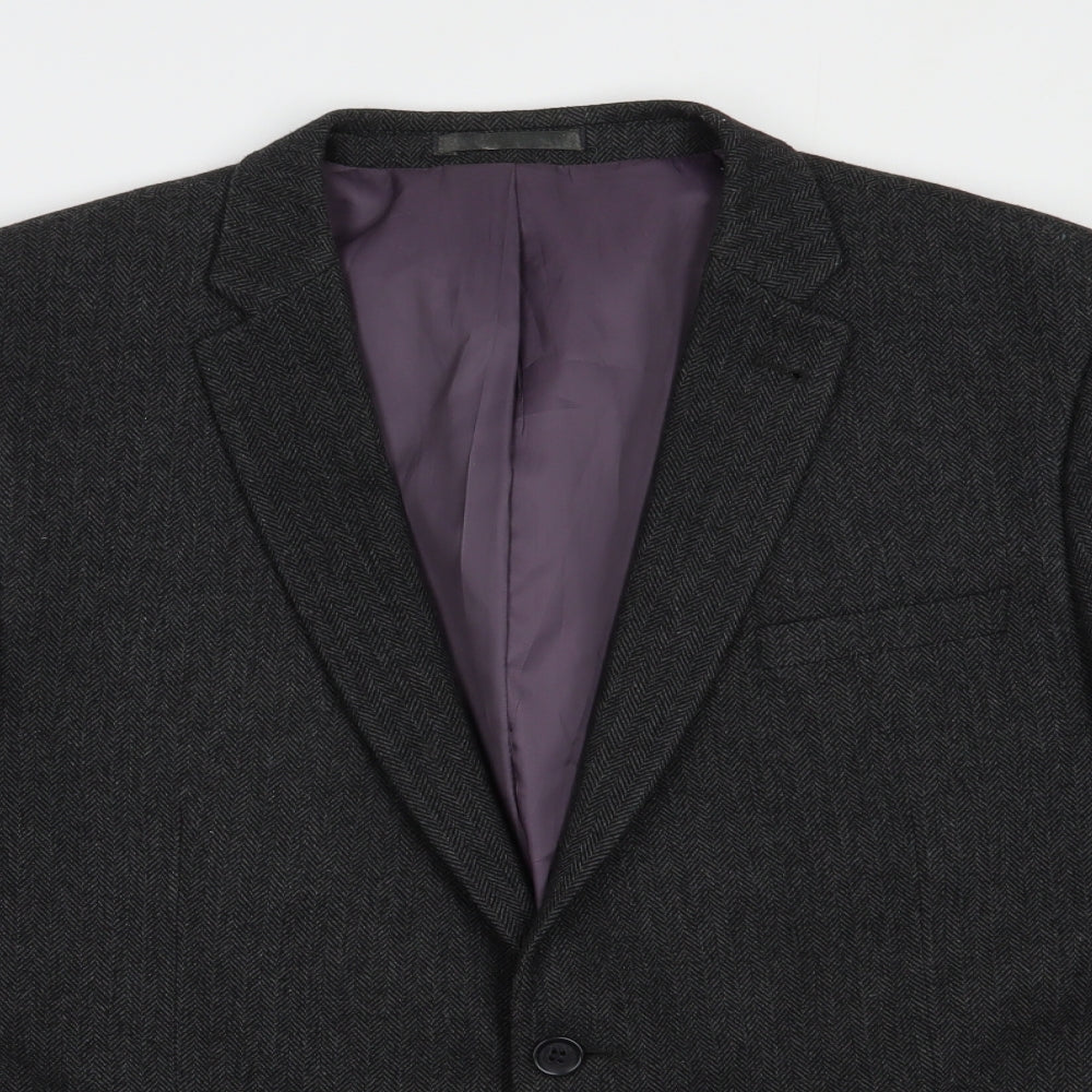 Cedarwood State Mens Grey Herringbone  Jacket Blazer Size 2XL  Button