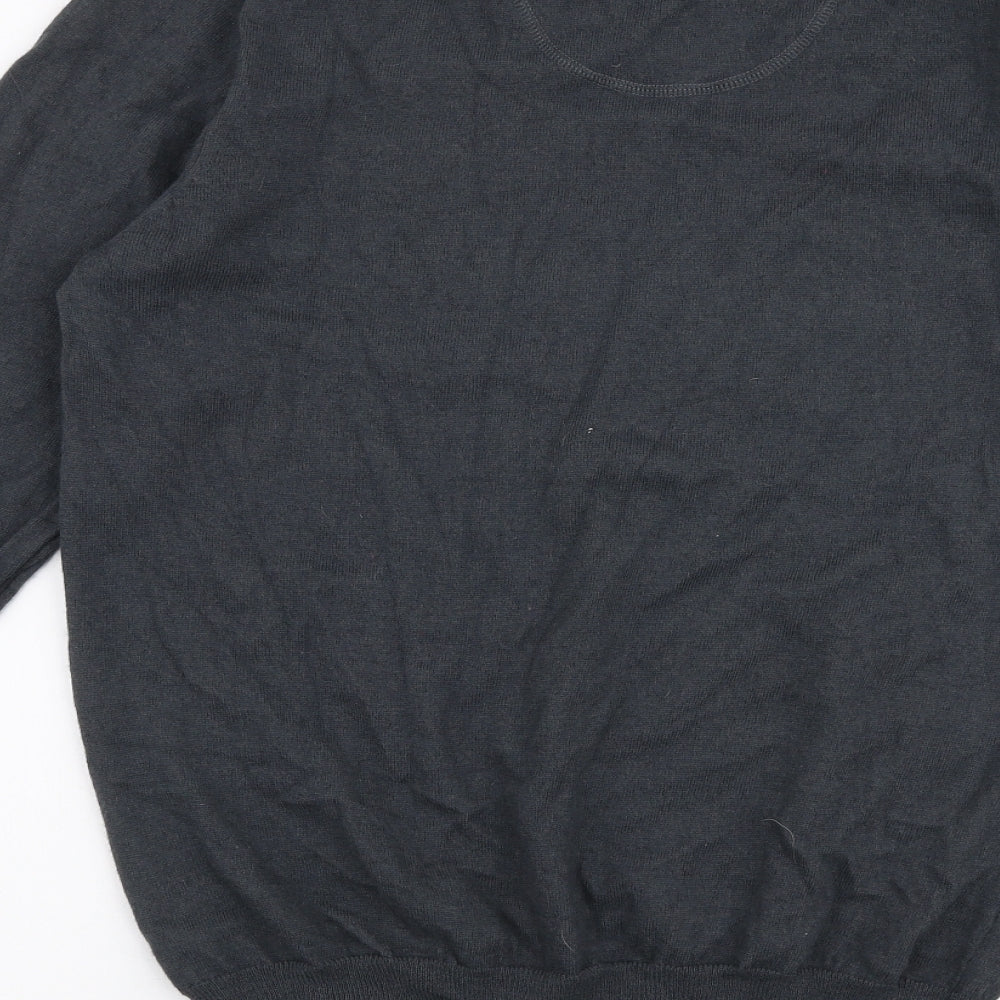 Samuel Windsor Mens Grey V-Neck  Cotton Pullover Jumper Size L