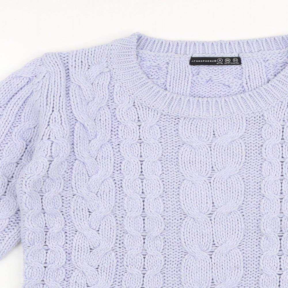 Atmosphere Womens Purple Round Neck  Acrylic Pullover Jumper Size 8