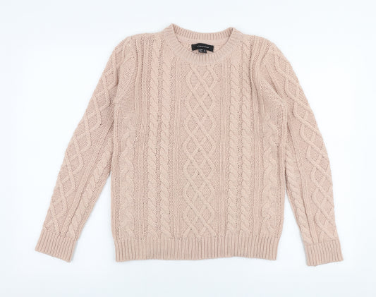 Front view of Atmosphere women’s pink round neck polyester jumper, size UK 8