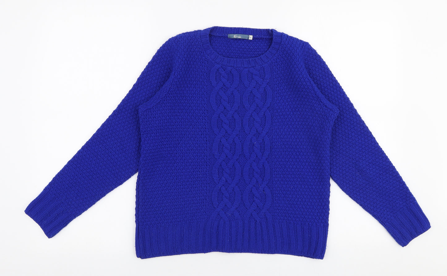 Evie Womens Blue Round Neck  Acrylic Pullover Jumper Size 8