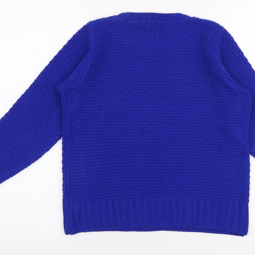 Evie Womens Blue Round Neck  Acrylic Pullover Jumper Size 8