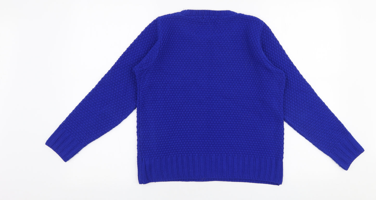 Evie Womens Blue Round Neck  Acrylic Pullover Jumper Size 8