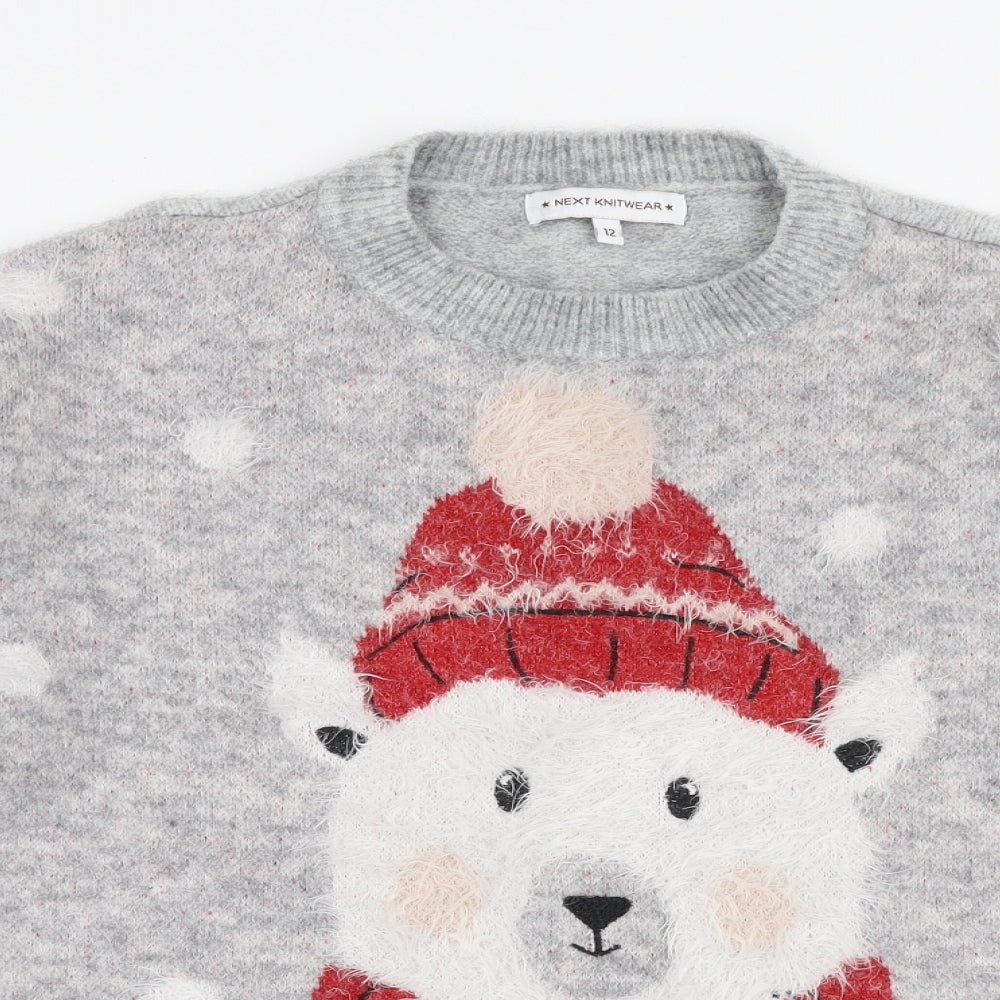 NEXT Womens Multicoloured Round Neck  Nylon Pullover Jumper Size 12   - Christmas Polar bear