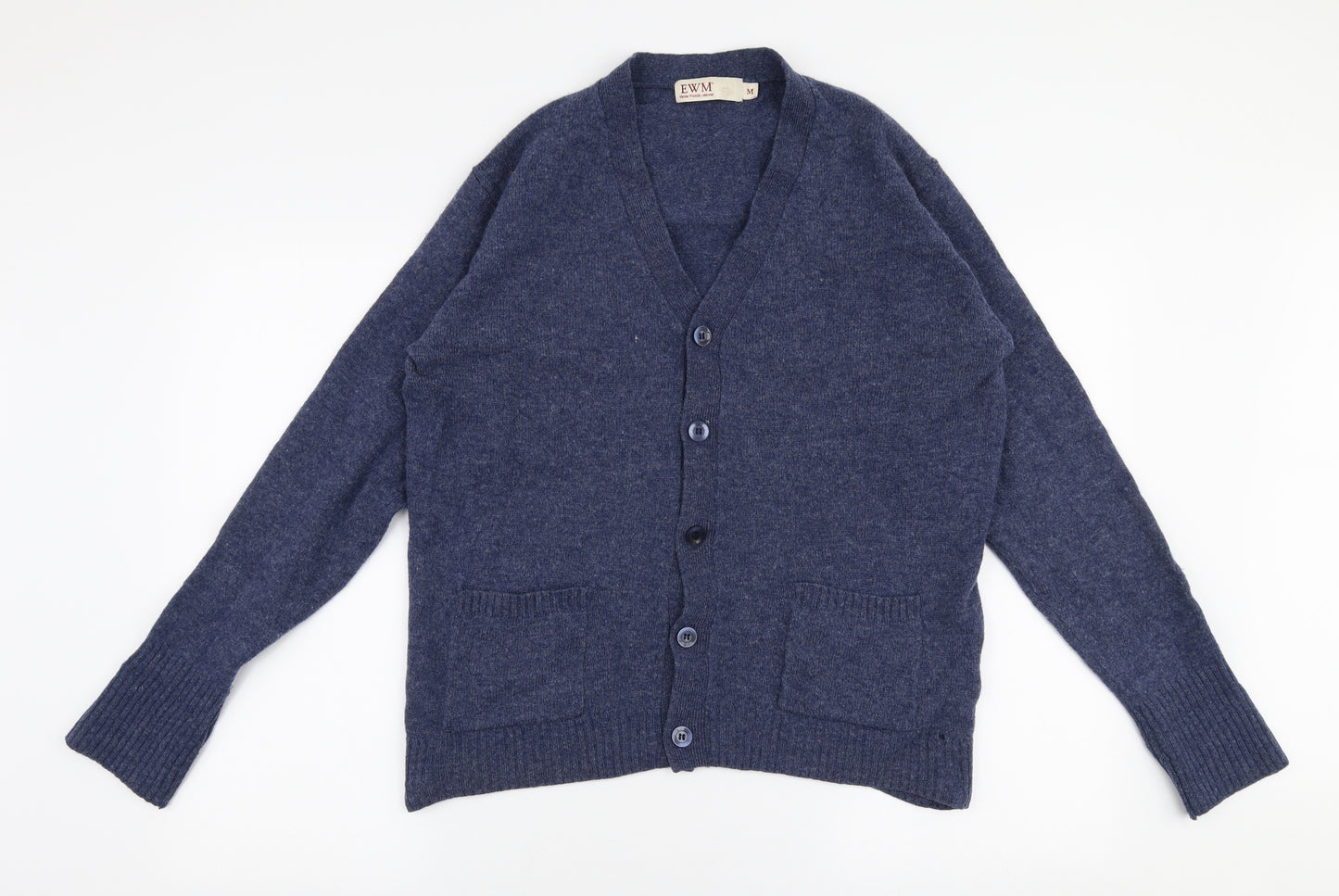 Edinburgh Woolen Mill Womens Blue V-Neck  Wool Cardigan Jumper Size M
