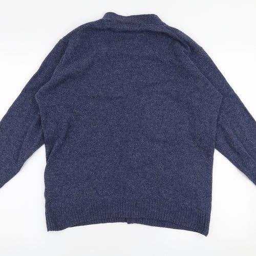 Edinburgh Woolen Mill Womens Blue V-Neck  Wool Cardigan Jumper Size M