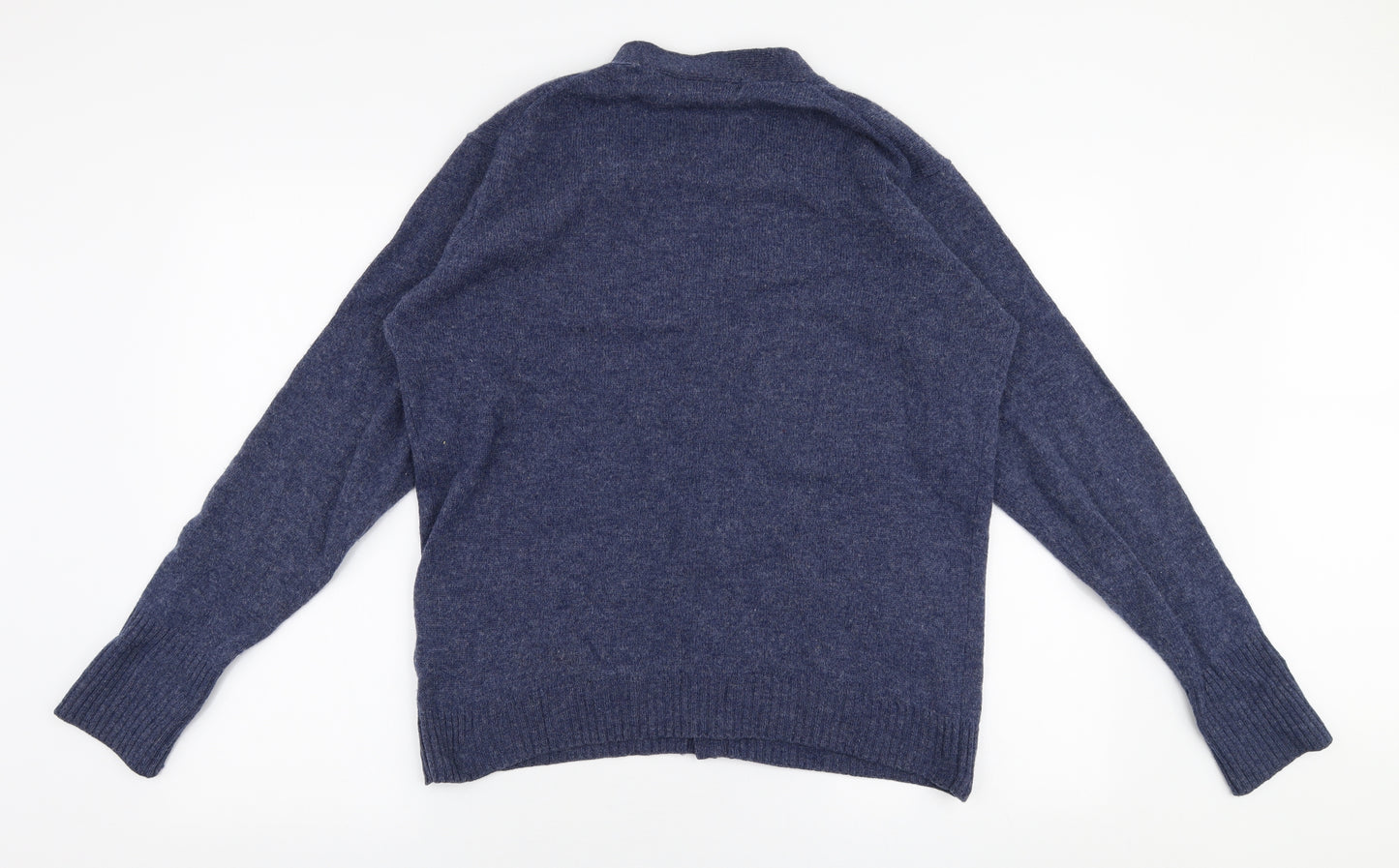 Edinburgh Woolen Mill Womens Blue V-Neck  Wool Cardigan Jumper Size M