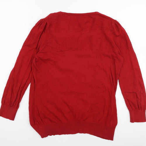NEXT Womens Red Round Neck  Polyester Pullover Jumper Size 12