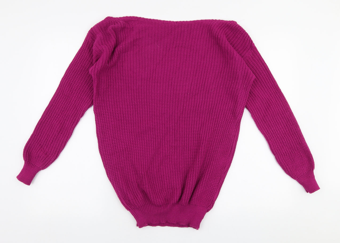 Boohoo Womens Pink Boat Neck  Acrylic Pullover Jumper Size S