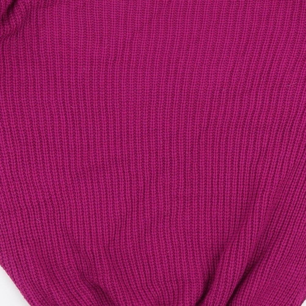 Boohoo Womens Pink Boat Neck  Acrylic Pullover Jumper Size S