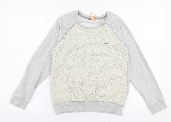 NEXT Girls Grey  100% Cotton Pullover Sweatshirt Size 11 Years  Pullover