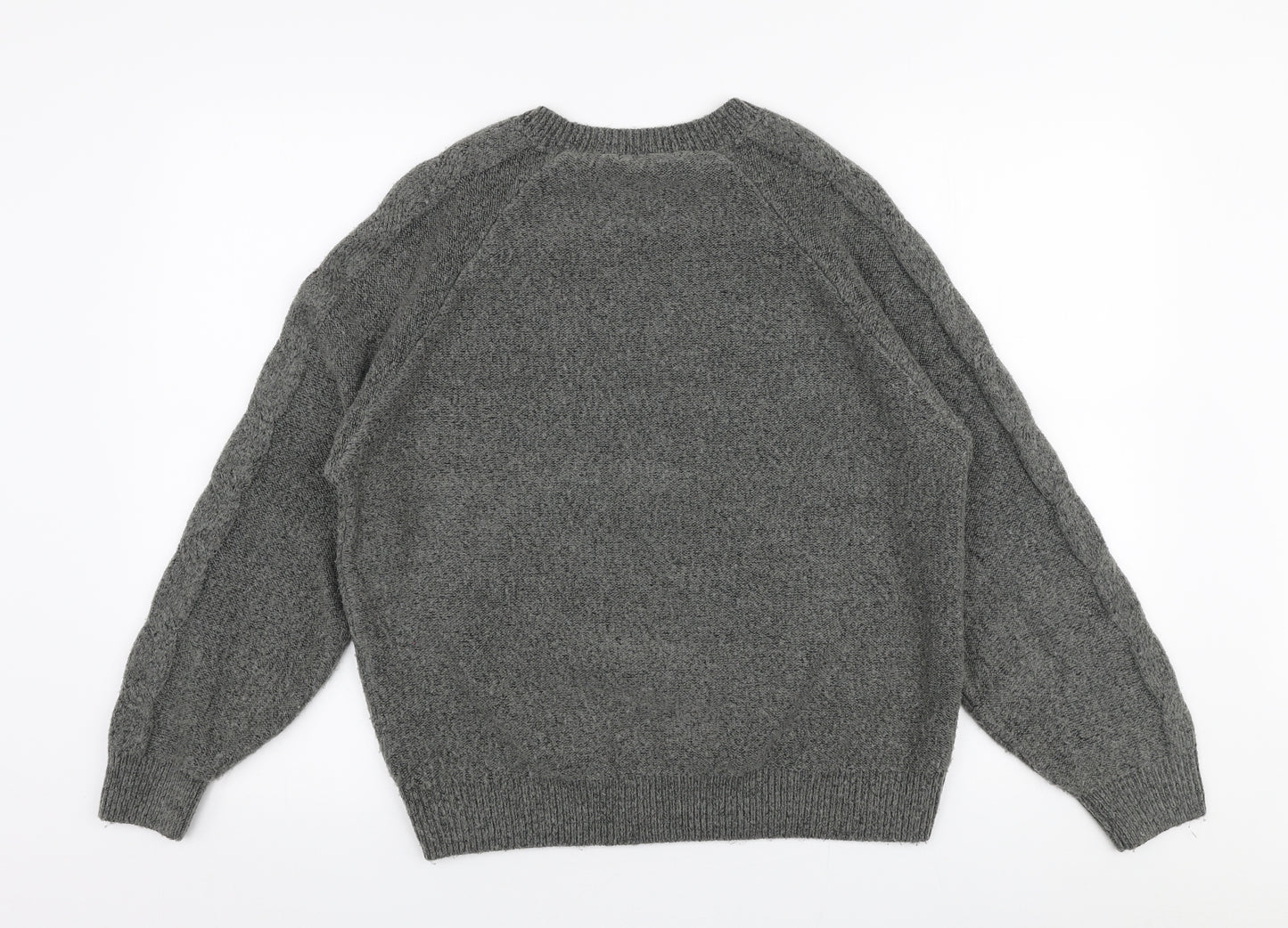 TU Womens Grey Round Neck  Acrylic Pullover Jumper Size M