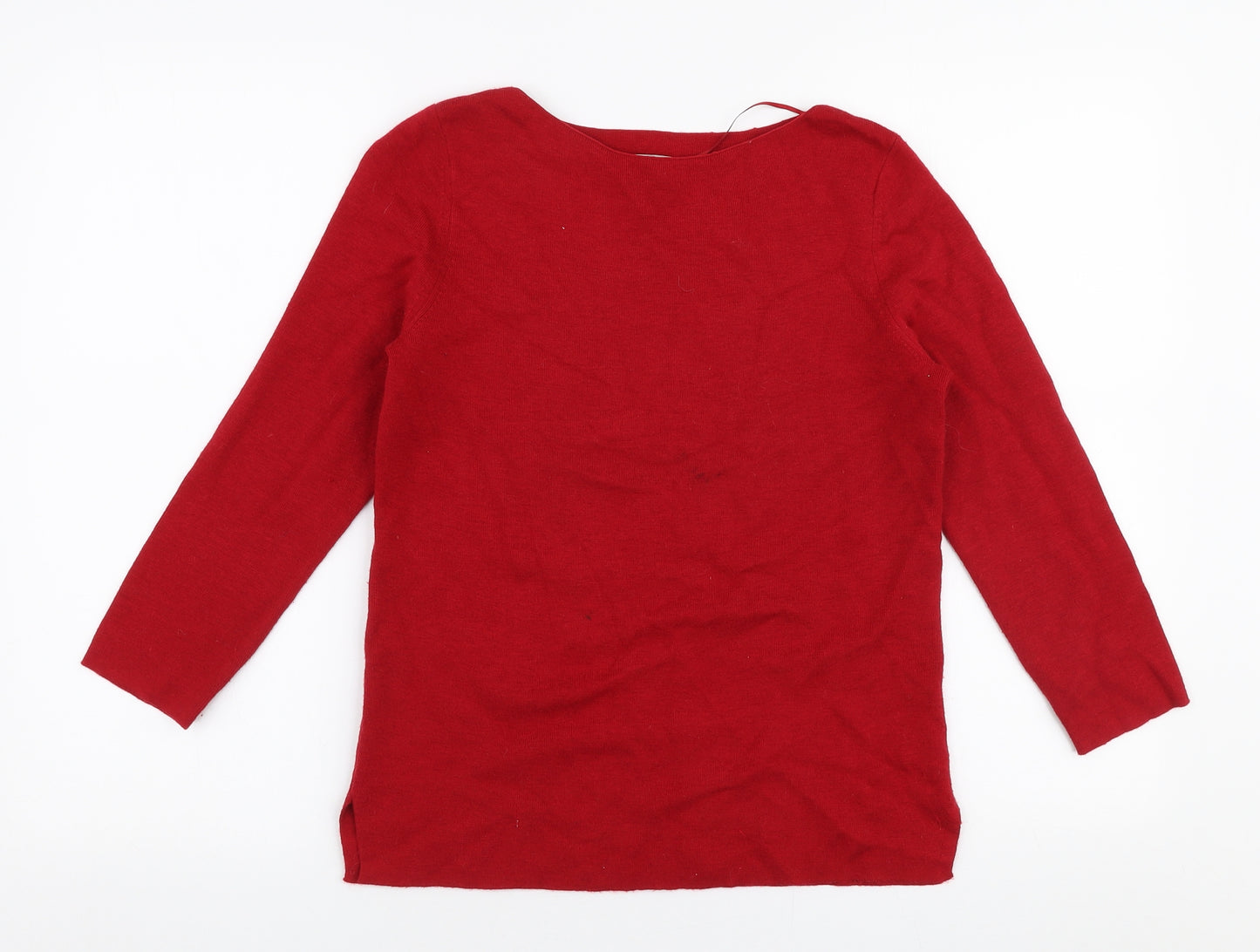 Hobbs Womens Red Boat Neck  Wool Pullover Jumper Size S