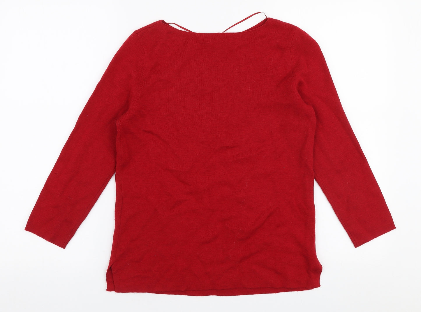 Hobbs Womens Red Boat Neck  Wool Pullover Jumper Size S
