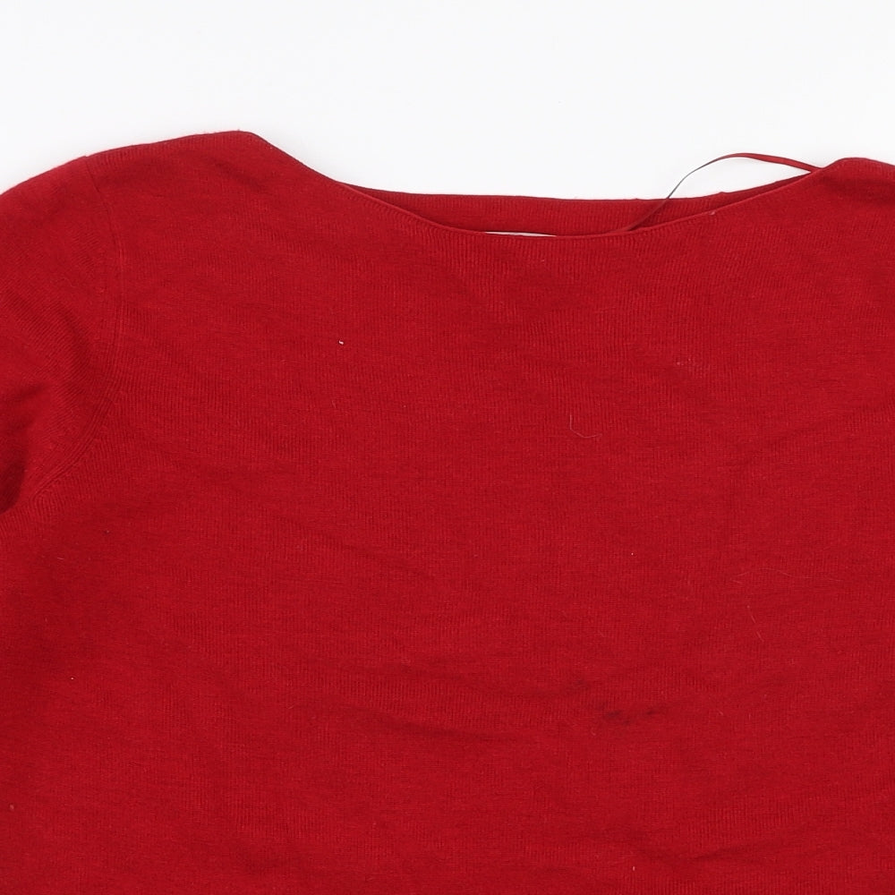 Hobbs Womens Red Boat Neck  Wool Pullover Jumper Size S