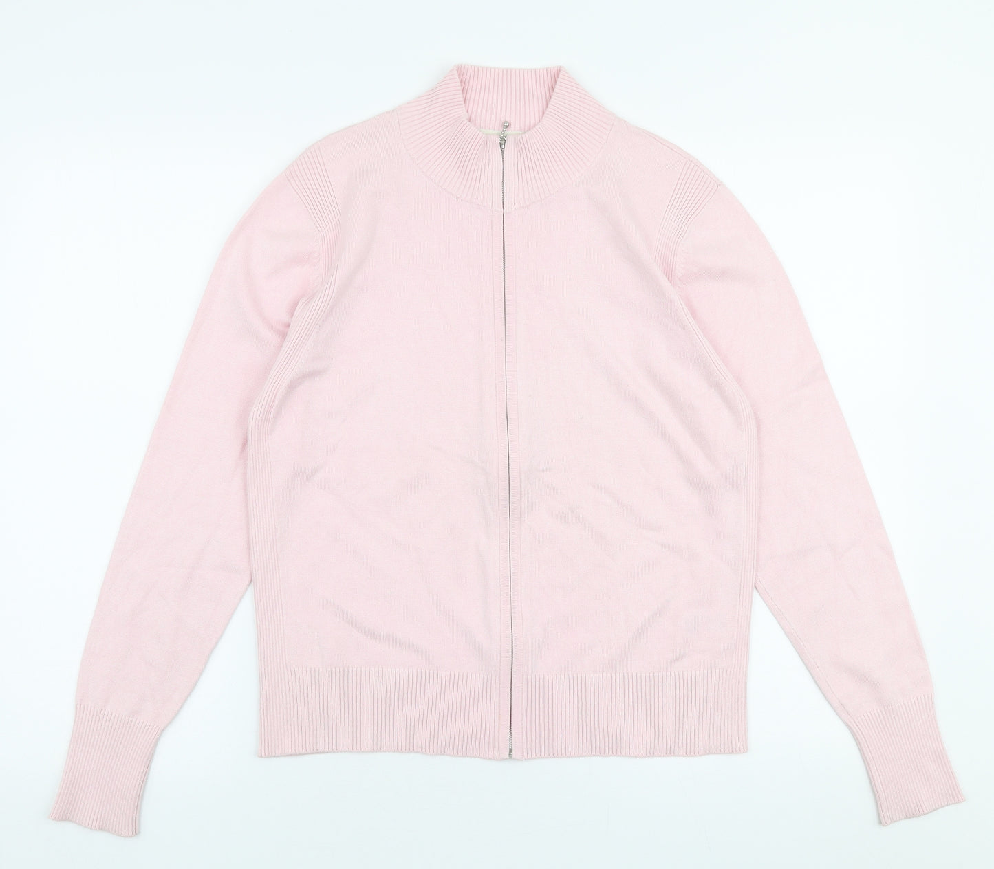 Marks and Spencer Womens Pink High Neck  Viscose Full Zip Jumper Size 16