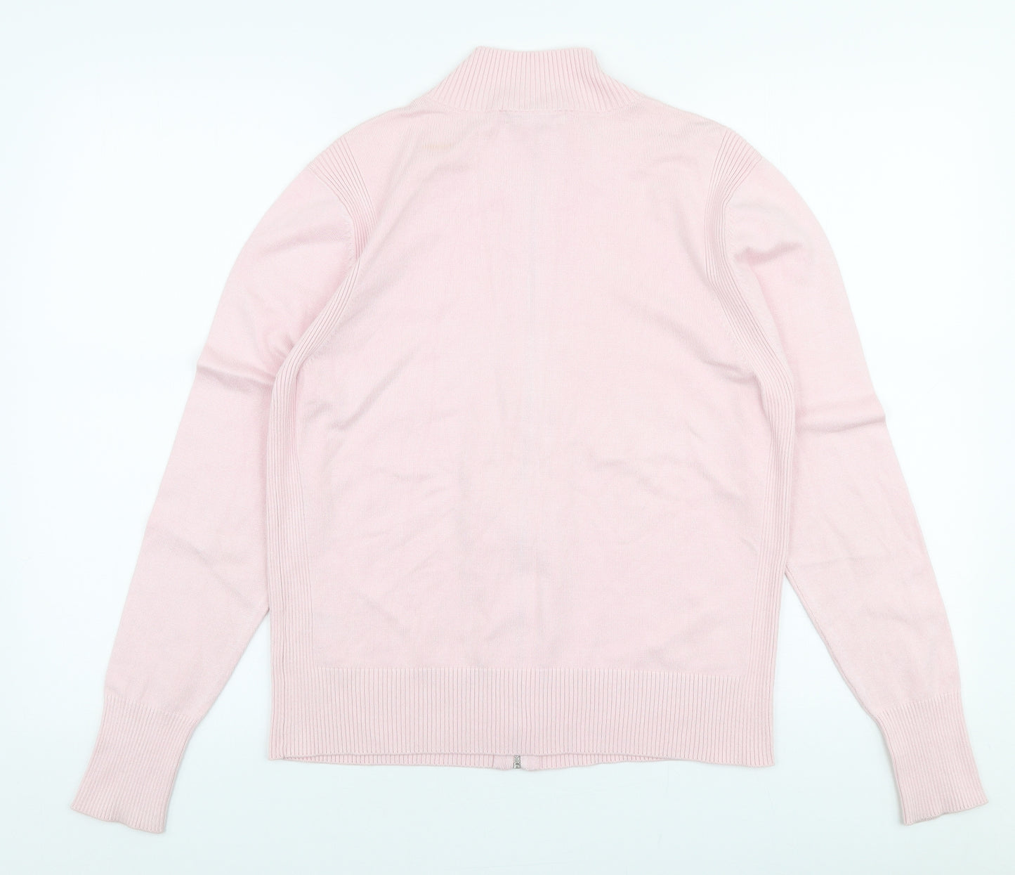 Marks and Spencer Womens Pink High Neck  Viscose Full Zip Jumper Size 16
