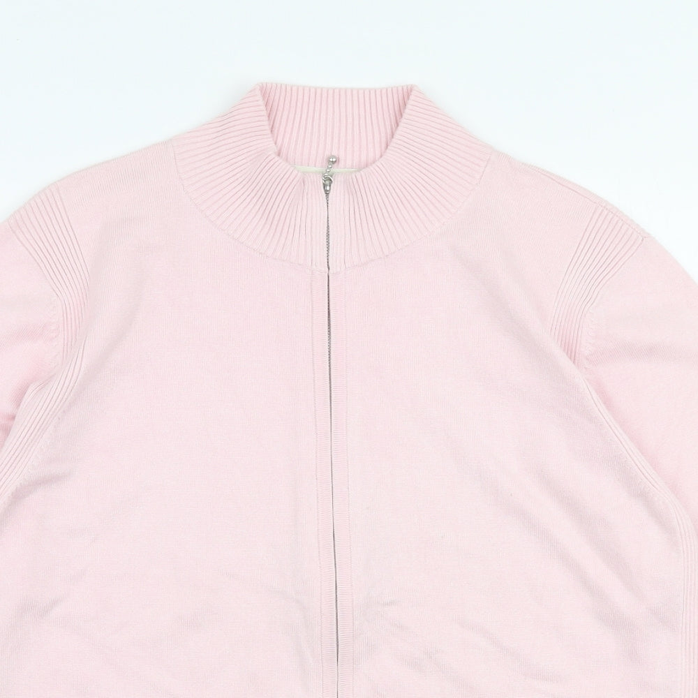 Marks and Spencer Womens Pink High Neck  Viscose Full Zip Jumper Size 16