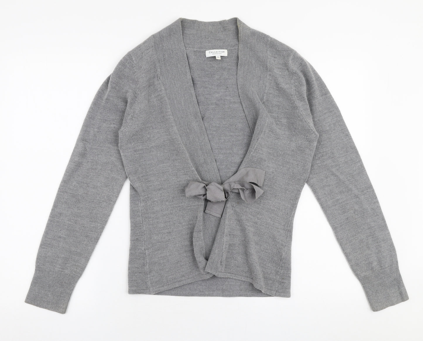 Debenhams Womens Grey Boat Neck  Acrylic Cardigan Jumper Size 12