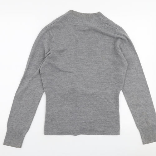 Debenhams Womens Grey Boat Neck  Acrylic Cardigan Jumper Size 12