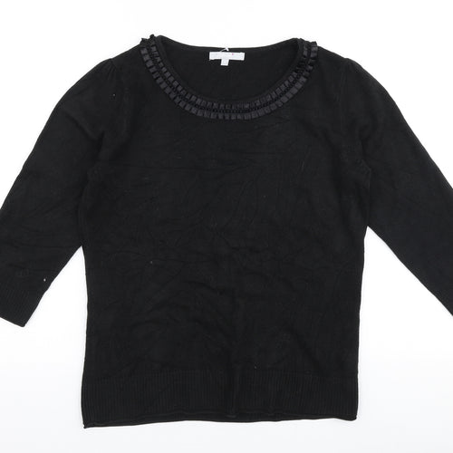 Per Una Womens Black Round Neck  Acrylic Pullover Jumper Size 12