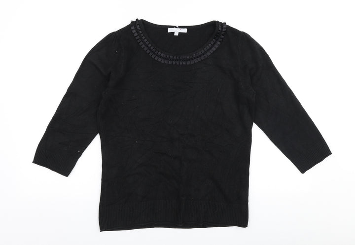Per Una Womens Black Round Neck  Acrylic Pullover Jumper Size 12