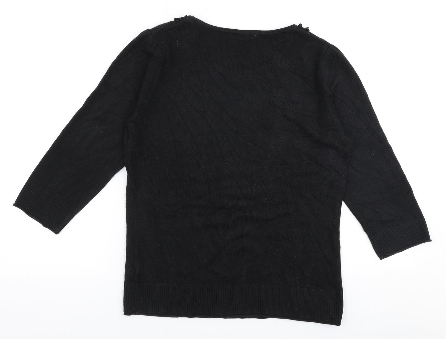 Per Una Womens Black Round Neck  Acrylic Pullover Jumper Size 12