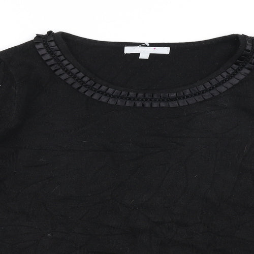 Per Una Womens Black Round Neck  Acrylic Pullover Jumper Size 12