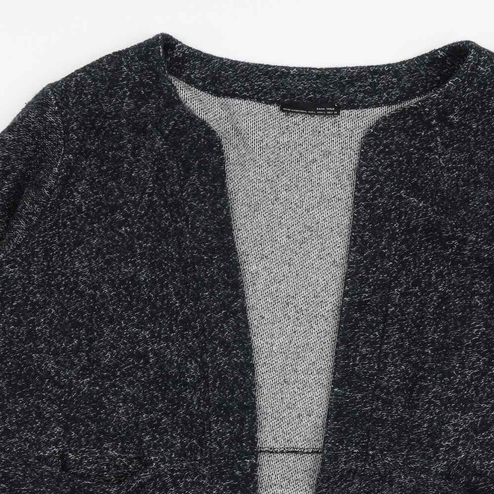 Zara Womens Grey V-Neck  Cotton Cardigan Jumper Size L