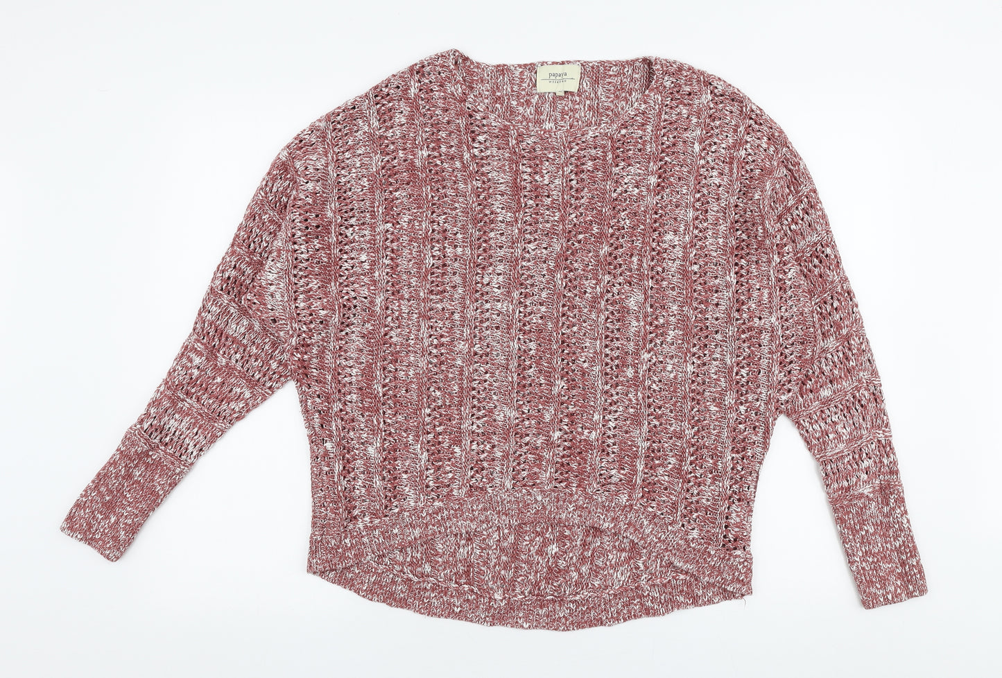 Papaya Womens Red Round Neck  Cotton Pullover Jumper Size 14