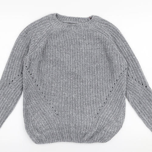 Primark Womens Grey Round Neck  Polyester Pullover Jumper Size S