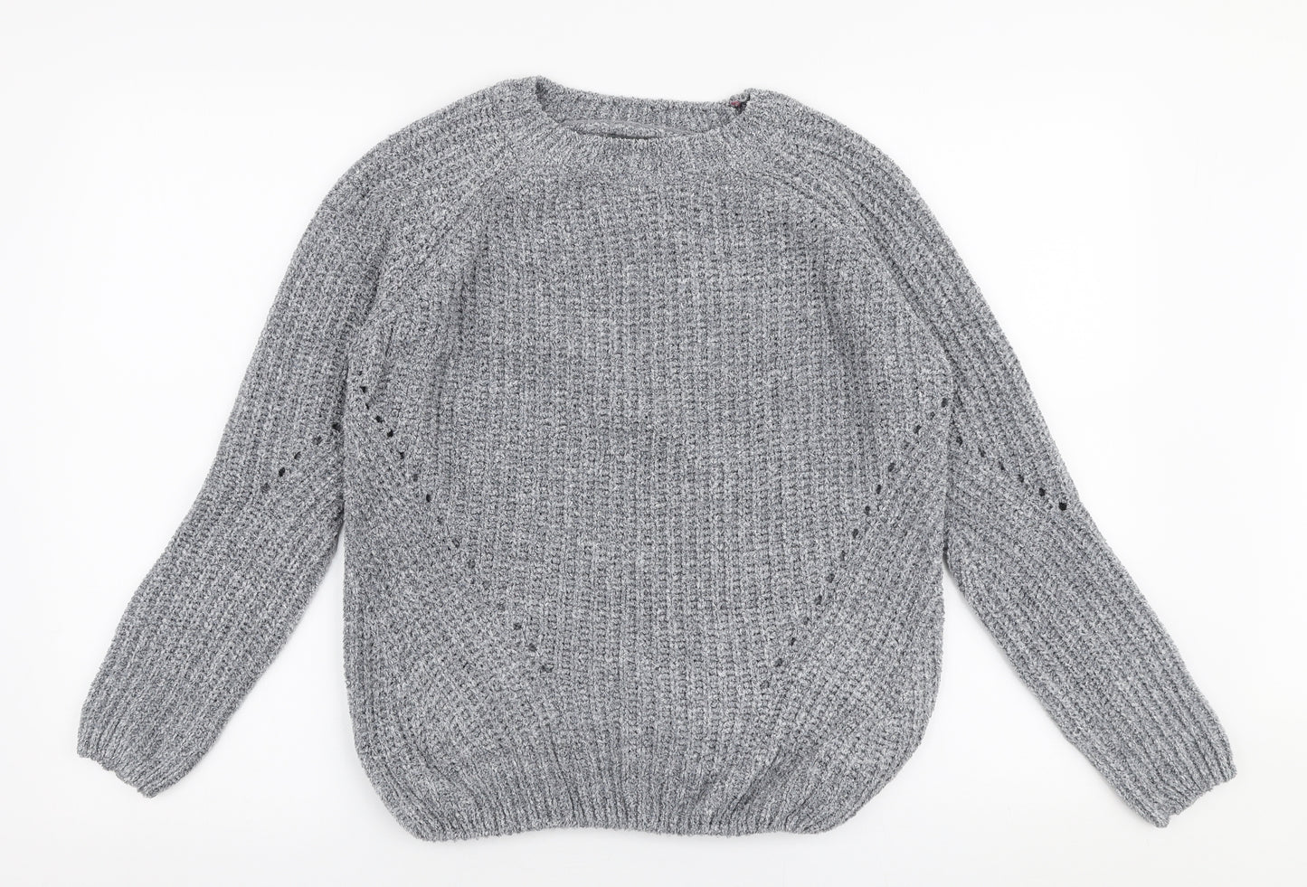 Primark Womens Grey Round Neck  Polyester Pullover Jumper Size S