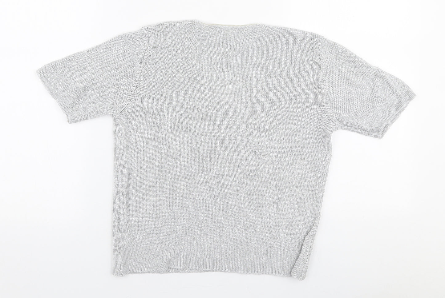 Marks and Spencer Womens Grey  Viscose Basic T-Shirt Size 10 V-Neck