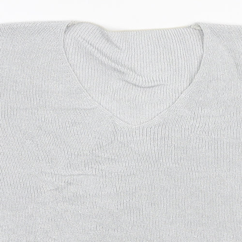 Marks and Spencer Womens Grey  Viscose Basic T-Shirt Size 10 V-Neck