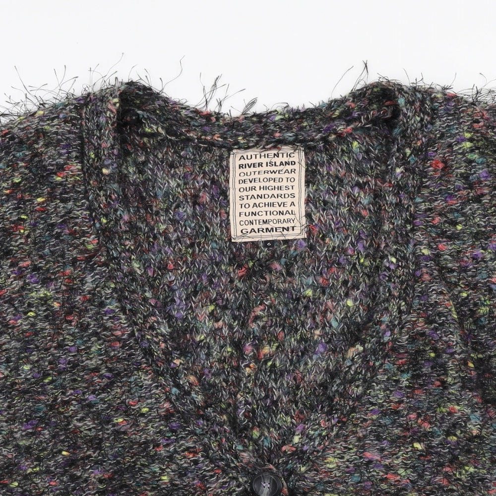 River Island Womens Multicoloured V-Neck  Polyester Cardigan Jumper Size 6