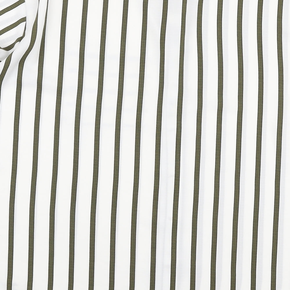 Papaya Womens White Striped Polyester Basic Blouse Size 14 Collared