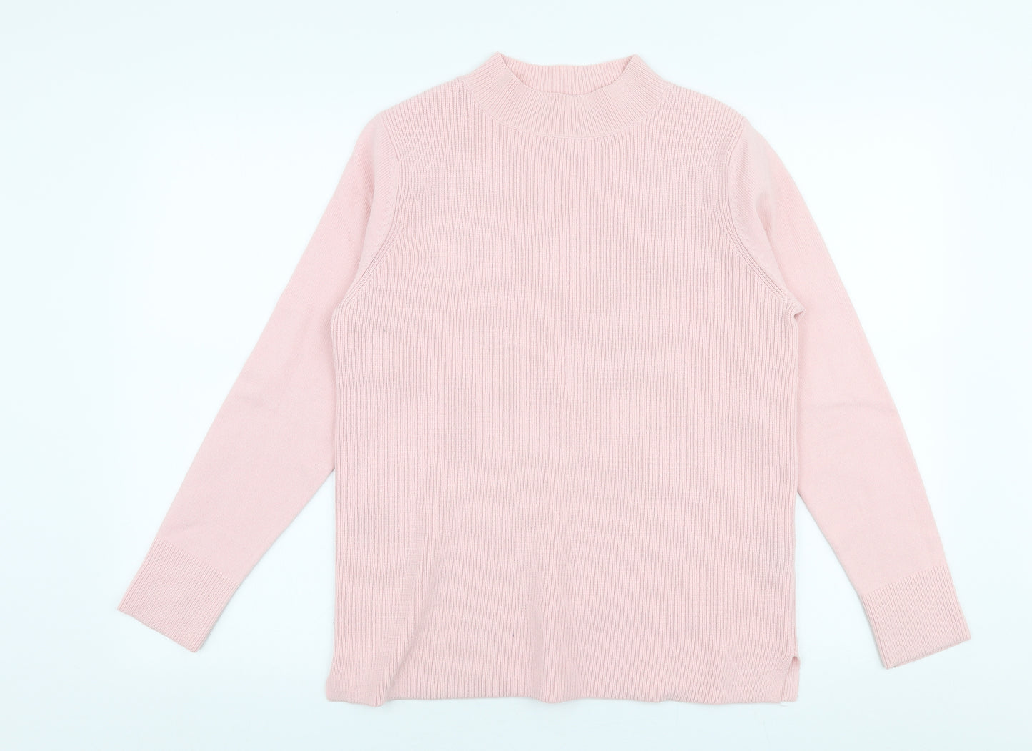 M&Co Womens Pink High Neck  Acrylic Pullover Jumper Size 12