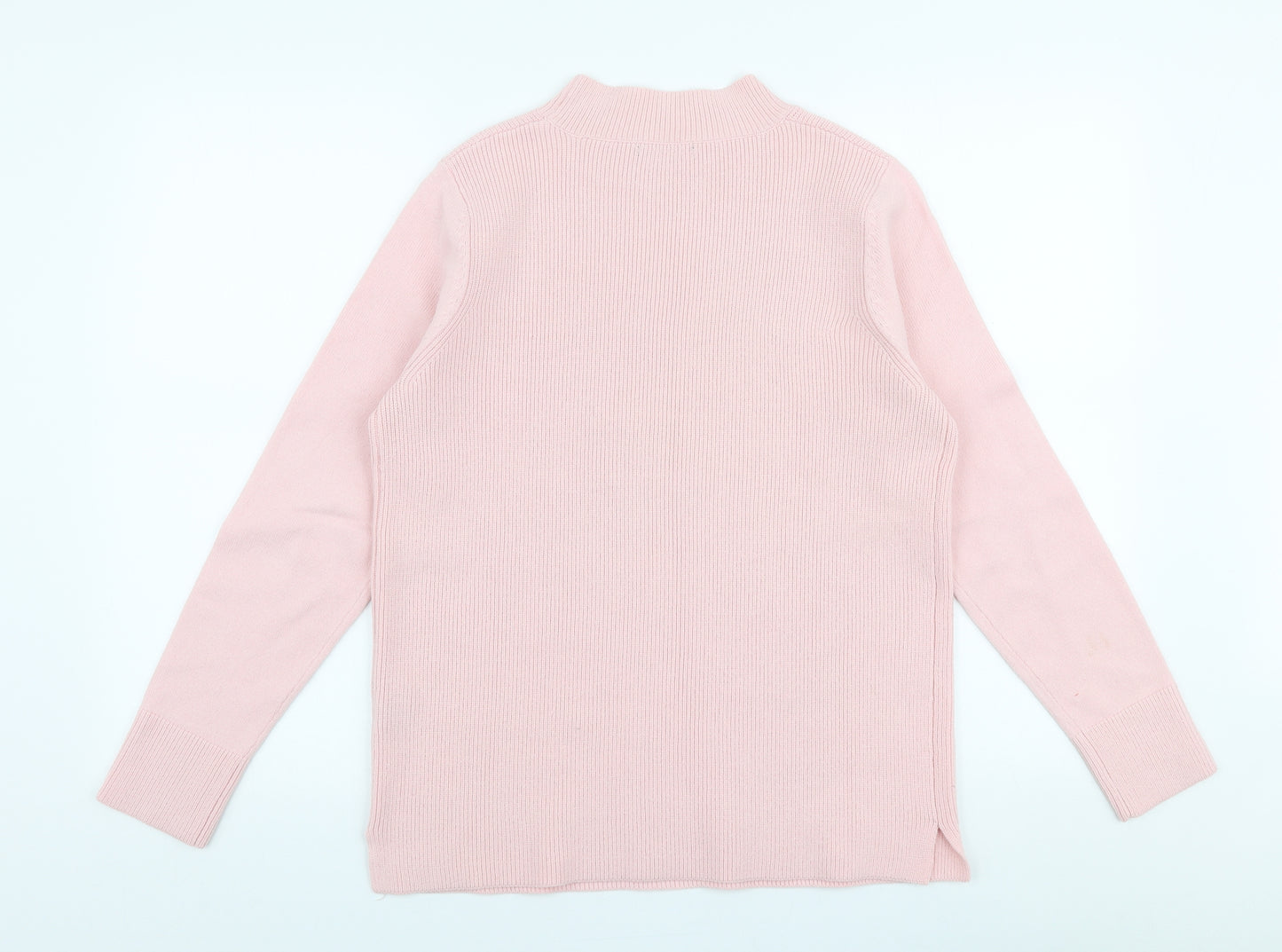 M&Co Womens Pink High Neck  Acrylic Pullover Jumper Size 12