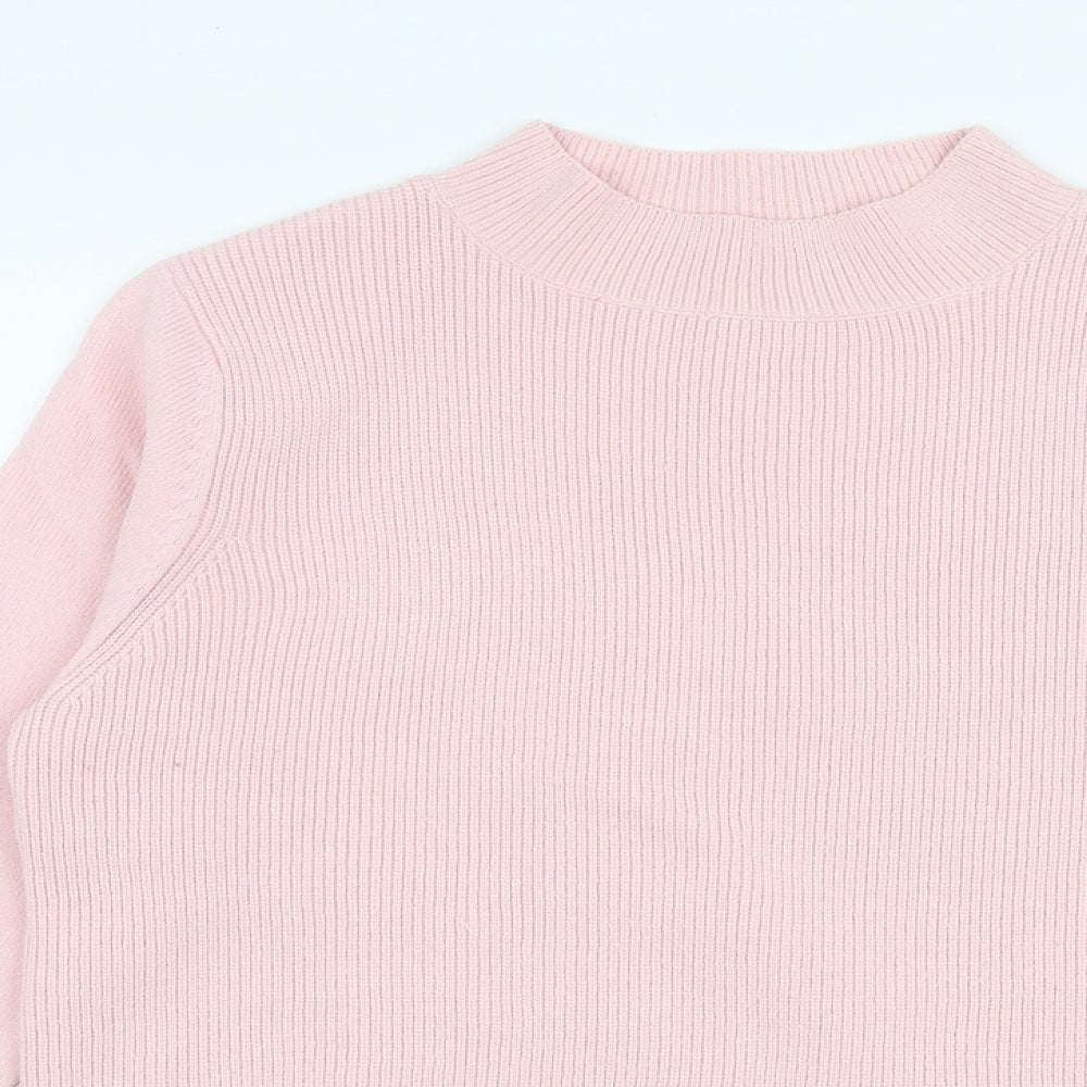 M&Co Womens Pink High Neck  Acrylic Pullover Jumper Size 12