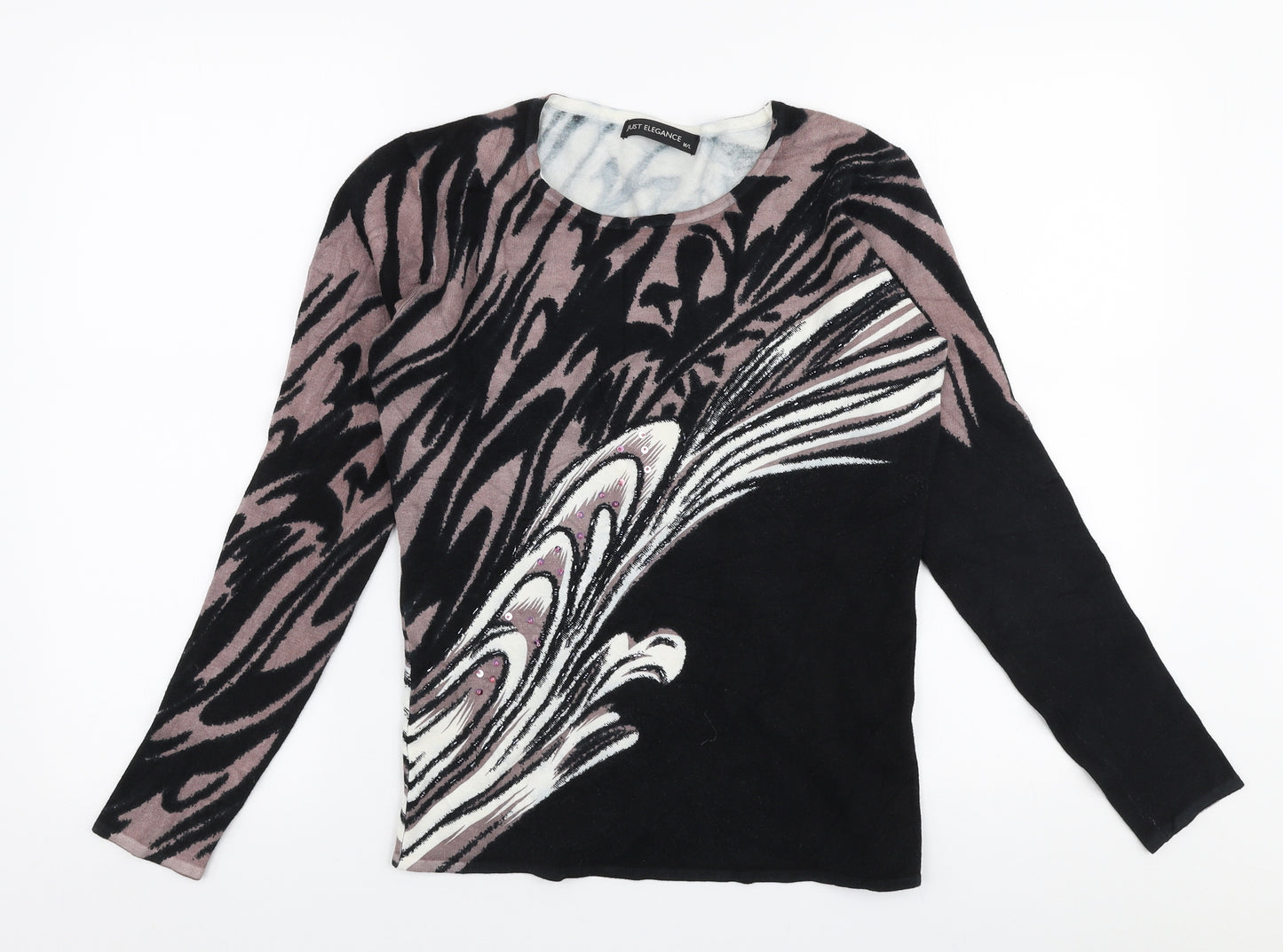 Just Elegance  Womens Multicoloured Round Neck  Viscose Pullover Jumper Size M
