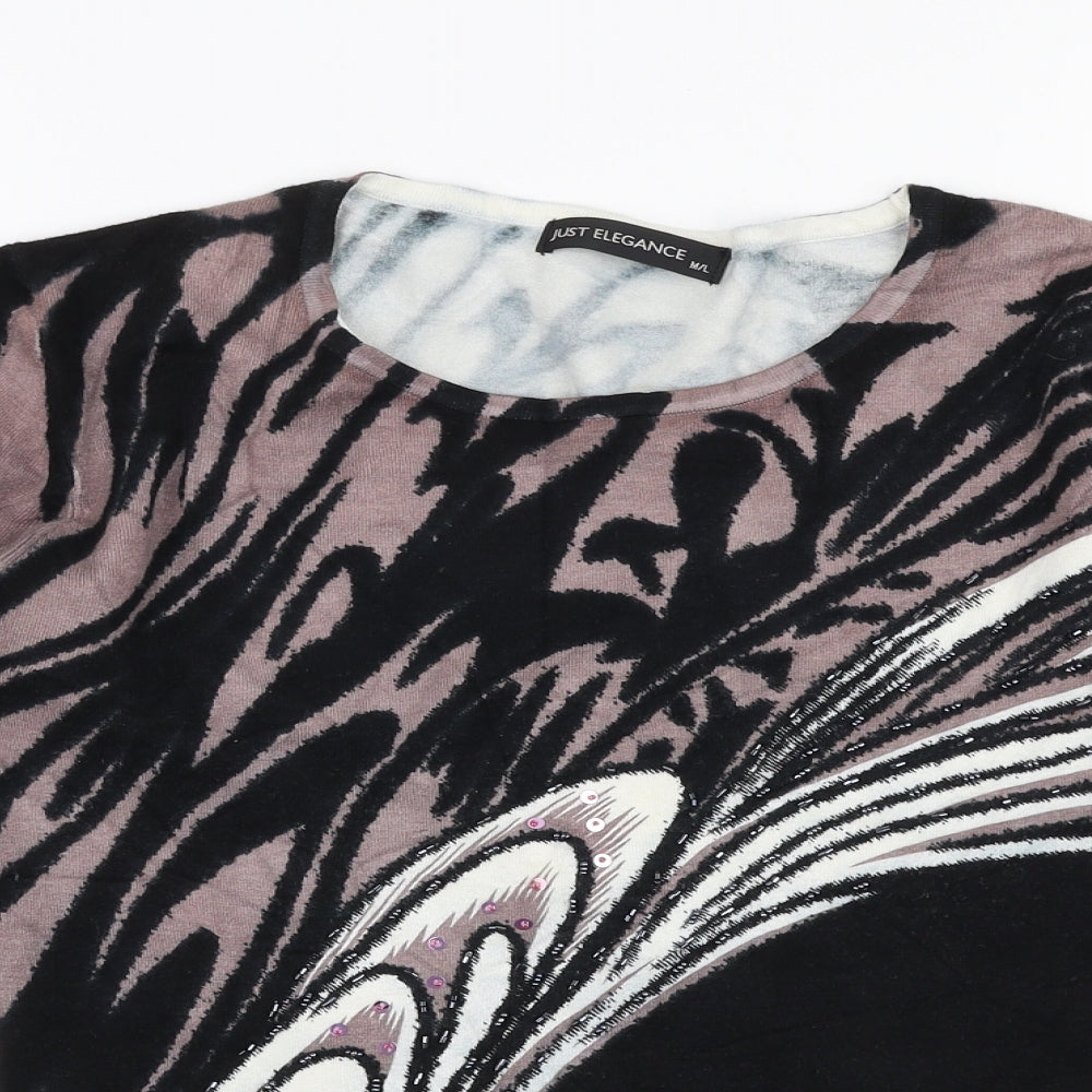 Just Elegance  Womens Multicoloured Round Neck  Viscose Pullover Jumper Size M