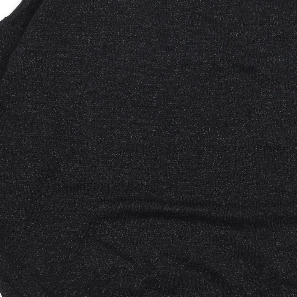 ICHI Womens Black V-Neck  Viscose Pullover Jumper Size S