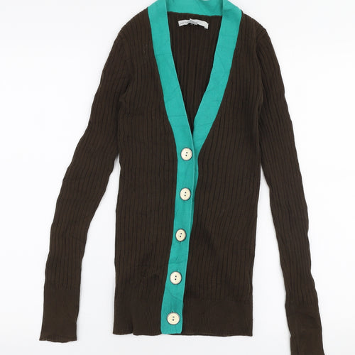 Old Navy Womens Brown V-Neck  Polyester Cardigan Jumper Size XS