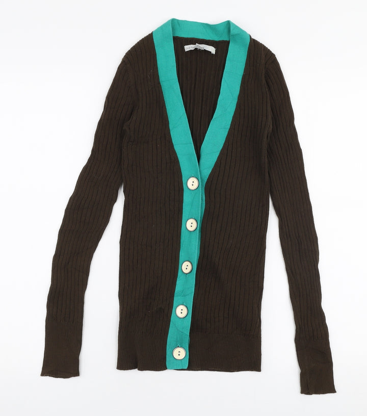 Old Navy Womens Brown V-Neck Polyester Cardigan Jumper Size XS