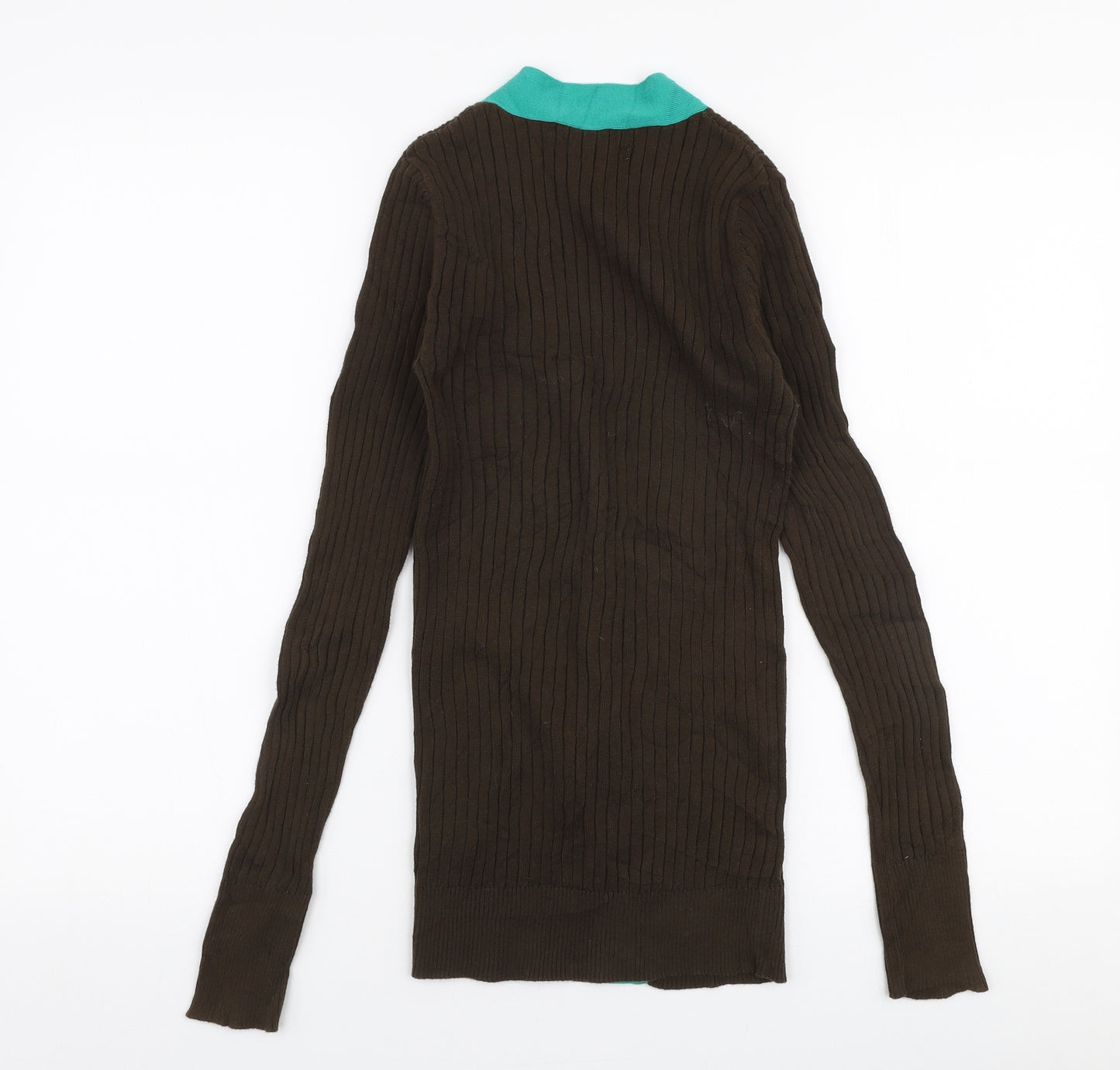 Old Navy Womens Brown V-Neck  Polyester Cardigan Jumper Size XS