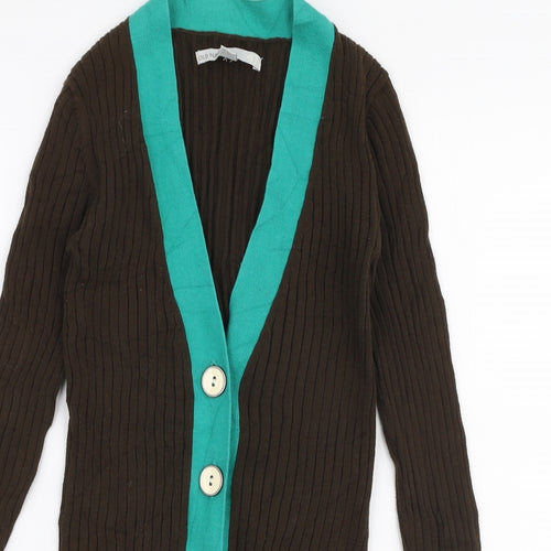 Old Navy Womens Brown V-Neck  Polyester Cardigan Jumper Size XS