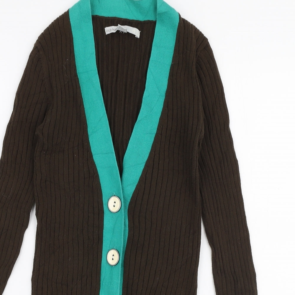 Old Navy Womens Brown V-Neck  Polyester Cardigan Jumper Size XS