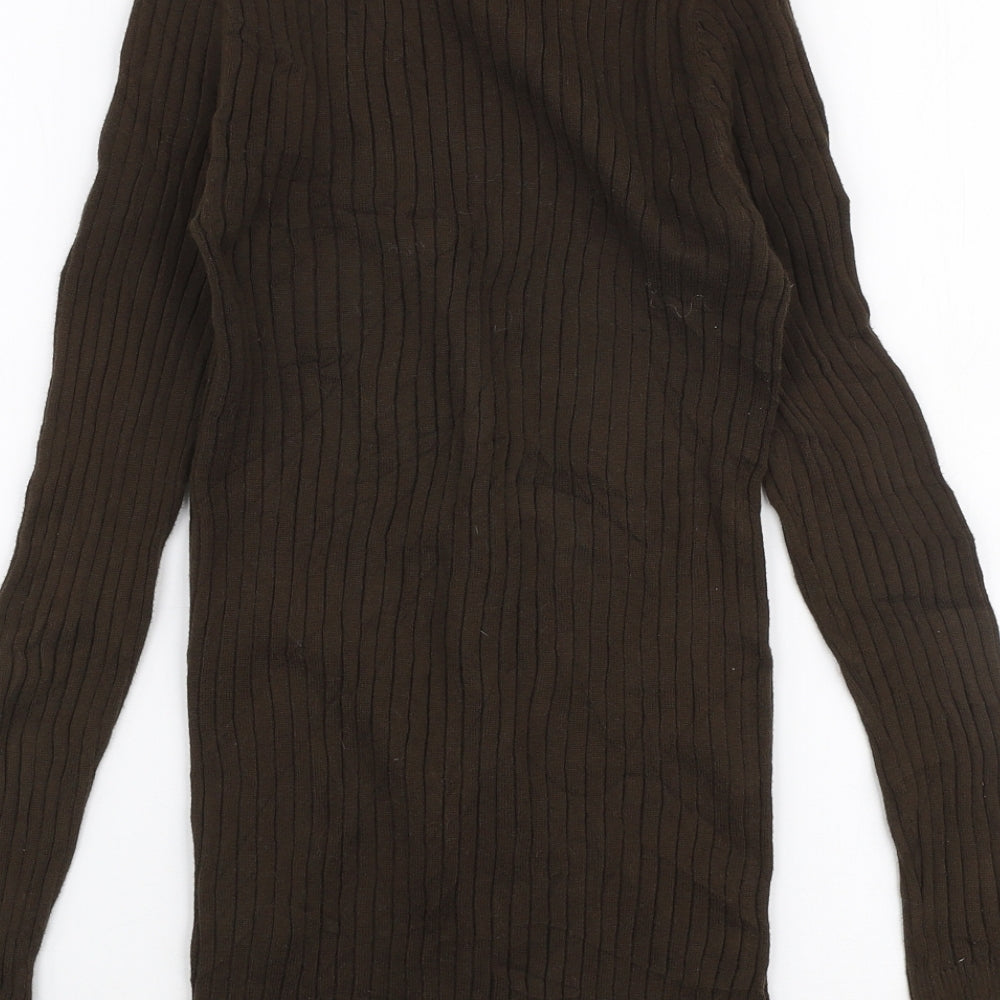 Old Navy Womens Brown V-Neck  Polyester Cardigan Jumper Size XS